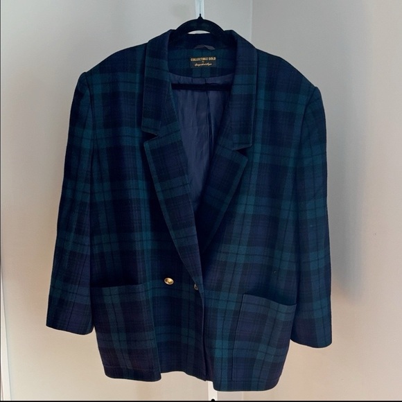 Vintage Collectible Gold by Giorgio Sant' Angelo Plaid Wool Blazer Plus Size 3XL - Picture 2 of 5